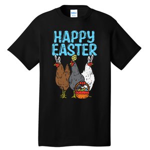 Happy Easter Chicken Bunnies Egg Poultry Farm Animal Farmer Tall T-Shirt