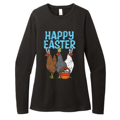 Happy Easter Chicken Bunnies Egg Poultry Farm Animal Farmer Womens CVC Long Sleeve Shirt