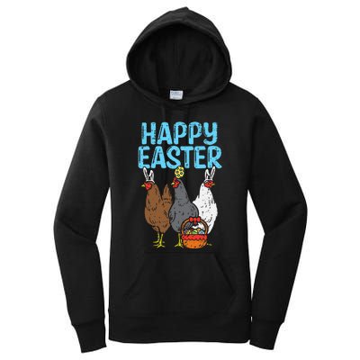 Happy Easter Chicken Bunnies Egg Poultry Farm Animal Farmer Women's Pullover Hoodie