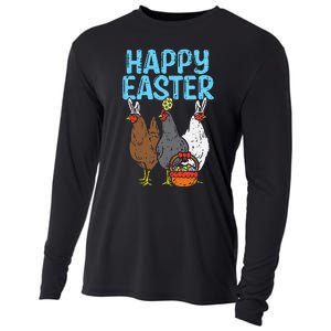 Happy Easter Chicken Bunnies Egg Poultry Farm Animal Farmer Cooling Performance Long Sleeve Crew