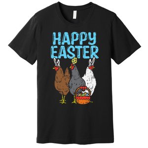 Happy Easter Chicken Bunnies Egg Poultry Farm Animal Farmer Premium T-Shirt