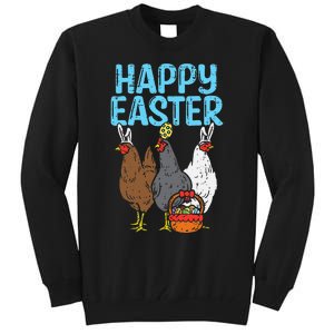 Happy Easter Chicken Bunnies Egg Poultry Farm Animal Farmer Tall Sweatshirt