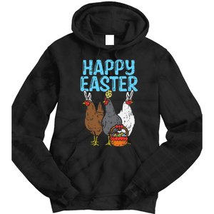 Happy Easter Chicken Bunnies Egg Poultry Farm Animal Farmer Tie Dye Hoodie