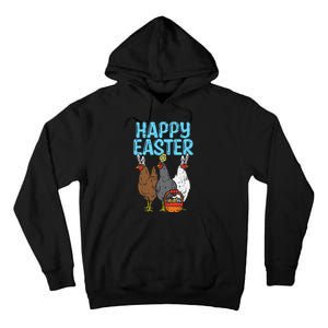 Happy Easter Chicken Bunnies Egg Poultry Farm Animal Farmer Tall Hoodie