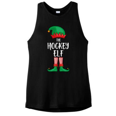 Hockey Elf Christmas Party Matching Family Group Pajama Cool Gift Ladies PosiCharge Tri-Blend Wicking Tank