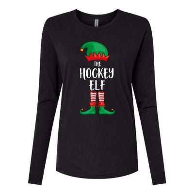 Hockey Elf Christmas Party Matching Family Group Pajama Cool Gift Womens Cotton Relaxed Long Sleeve T-Shirt