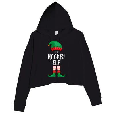 Hockey Elf Christmas Party Matching Family Group Pajama Cool Gift Crop Fleece Hoodie