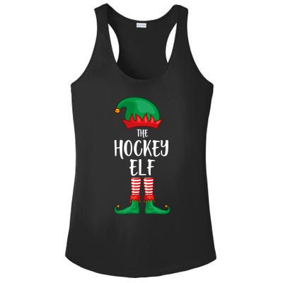 Hockey Elf Christmas Party Matching Family Group Pajama Cool Gift Ladies PosiCharge Competitor Racerback Tank