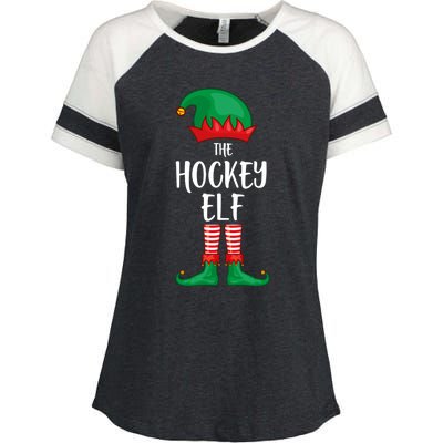 Hockey Elf Christmas Party Matching Family Group Pajama Cool Gift Enza Ladies Jersey Colorblock Tee