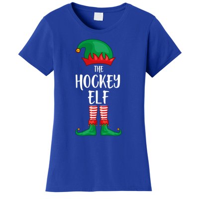 Hockey Elf Christmas Party Matching Family Group Pajama Cool Gift Women's T-Shirt