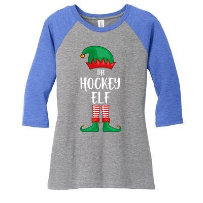 Hockey Elf Christmas Party Matching Family Group Pajama Cool Gift Women's Tri-Blend 3/4-Sleeve Raglan Shirt