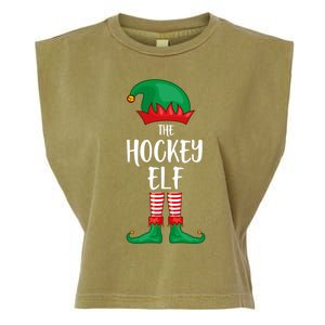 Hockey Elf Christmas Party Matching Family Group Pajama Cool Gift Garment-Dyed Women's Muscle Tee