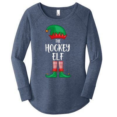 Hockey Elf Christmas Party Matching Family Group Pajama Cool Gift Women's Perfect Tri Tunic Long Sleeve Shirt