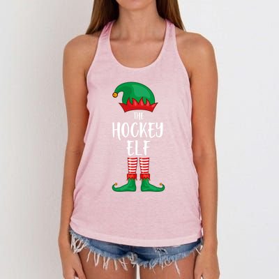 Hockey Elf Christmas Party Matching Family Group Pajama Cool Gift Women's Knotted Racerback Tank