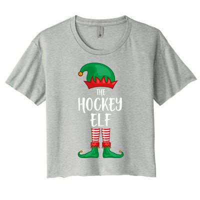 Hockey Elf Christmas Party Matching Family Group Pajama Cool Gift Women's Crop Top Tee