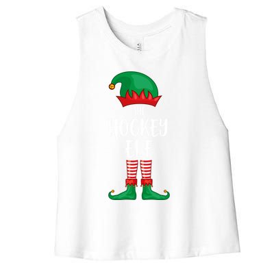 Hockey Elf Christmas Party Matching Family Group Pajama Cool Gift Women's Racerback Cropped Tank