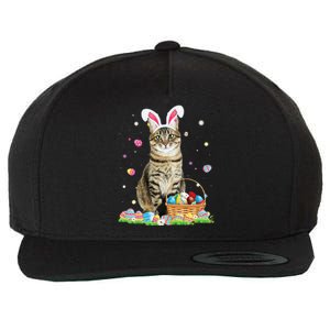 Happy Easter Cute Bunny Cat Eggs Basket Easter Wool Snapback Cap