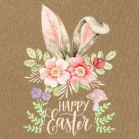 Happy Easter cute bunny ears with flowers and mushrooms Cotton Canvas Backpack