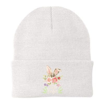 Happy Easter cute bunny ears with flowers and mushrooms Beanie