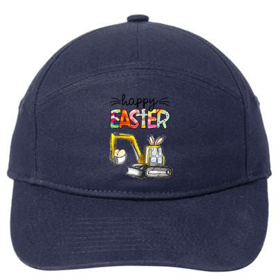 Happy Easter Construction Excavator Easter Day Egg Hunt Gift 7-Panel Snapback Hat