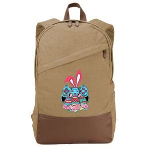 Happy Easter Day Video Game Controller Bunny Gamer Cotton Canvas Backpack