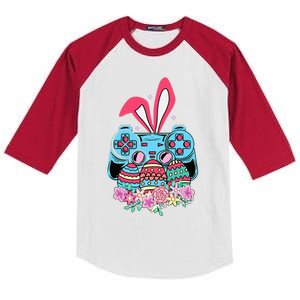 Happy Easter Day Video Game Controller Bunny Gamer Kids Colorblock Raglan Jersey