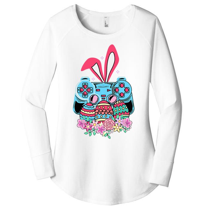 Happy Easter Day Video Game Controller Bunny Gamer Women's Perfect Tri Tunic Long Sleeve Shirt