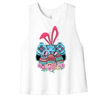 Happy Easter Day Video Game Controller Bunny Gamer Women's Racerback Cropped Tank