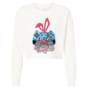 Happy Easter Day Video Game Controller Bunny Gamer Cropped Pullover Crew