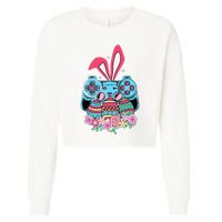 Happy Easter Day Video Game Controller Bunny Gamer Cropped Pullover Crew