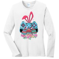 Happy Easter Day Video Game Controller Bunny Gamer Ladies Long Sleeve Shirt