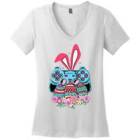 Happy Easter Day Video Game Controller Bunny Gamer Women's V-Neck T-Shirt