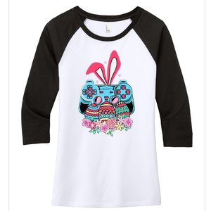 Happy Easter Day Video Game Controller Bunny Gamer Women's Tri-Blend 3/4-Sleeve Raglan Shirt