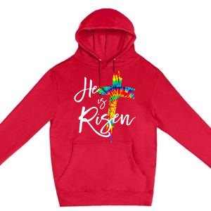 Happy Easter Day He Is Risen Jesus Christian Cross Tie Dye Premium Pullover Hoodie