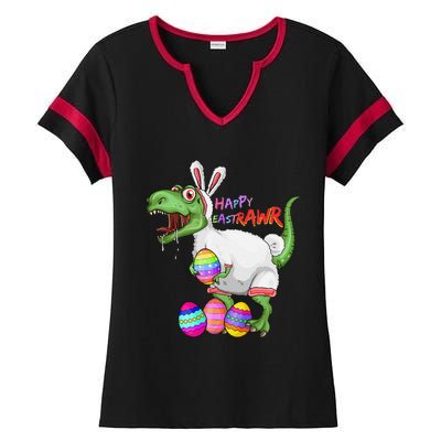 Happy Eastrawr Dinosaur TRex Easter Bunny Ladies Halftime Notch Neck Tee