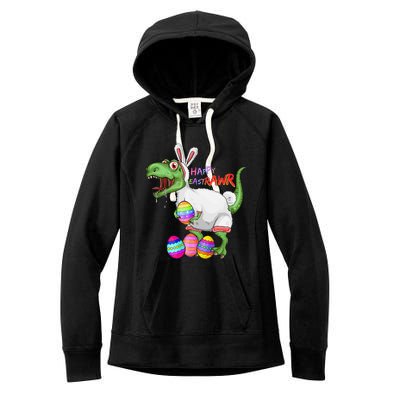 Happy Eastrawr Dinosaur TRex Easter Bunny Women's Fleece Hoodie