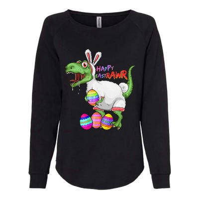 Happy Eastrawr Dinosaur TRex Easter Bunny Womens California Wash Sweatshirt