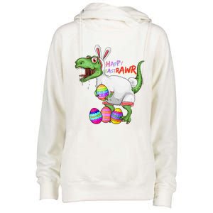 Happy Eastrawr Dinosaur TRex Easter Bunny Womens Funnel Neck Pullover Hood