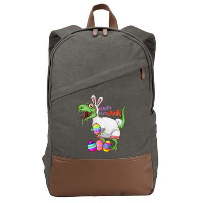 Happy Eastrawr Dinosaur TRex Easter Bunny Cotton Canvas Backpack