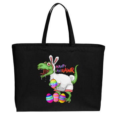 Happy Eastrawr Dinosaur TRex Easter Bunny Cotton Canvas Jumbo Tote