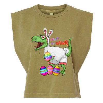 Happy Eastrawr Dinosaur TRex Easter Bunny Garment-Dyed Women's Muscle Tee