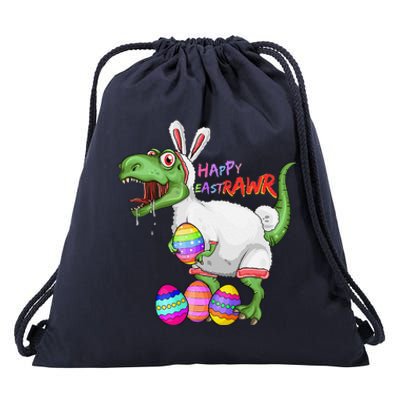 Happy Eastrawr Dinosaur TRex Easter Bunny Drawstring Bag