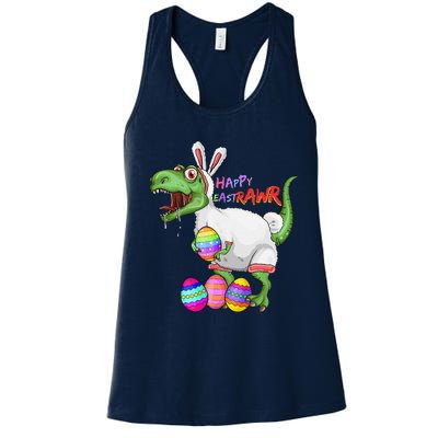 Happy Eastrawr Dinosaur TRex Easter Bunny Women's Racerback Tank