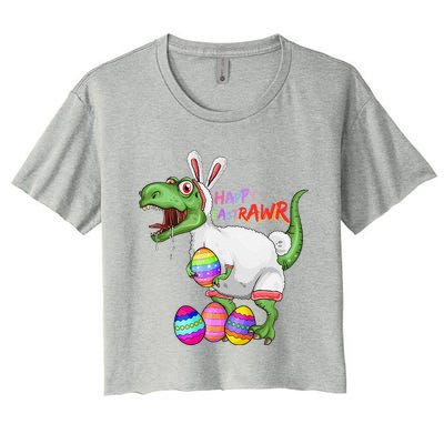 Happy Eastrawr Dinosaur TRex Easter Bunny Women's Crop Top Tee