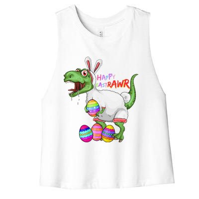 Happy Eastrawr Dinosaur TRex Easter Bunny Women's Racerback Cropped Tank