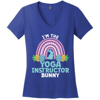 Happy Easter Day I'm The Yoga Instructor Bunny Funny Gift Women's V-Neck T-Shirt