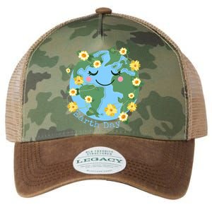 Happy Earth Day Cute Earth With Floral Earth Day 2024 Legacy Tie Dye Trucker Hat