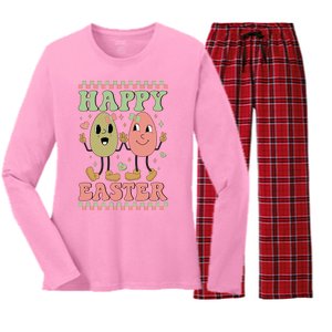 Happy Easter Day Easter Bunny Women's Long Sleeve Flannel Pajama Set 