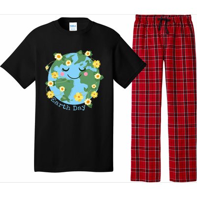 Happy Earth Day Cute Earth With Floral Earth Day 2024 Pajama Set