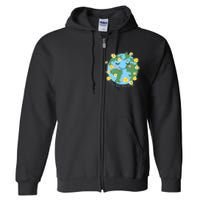 Happy Earth Day Cute Earth With Floral Earth Day 2024 Full Zip Hoodie